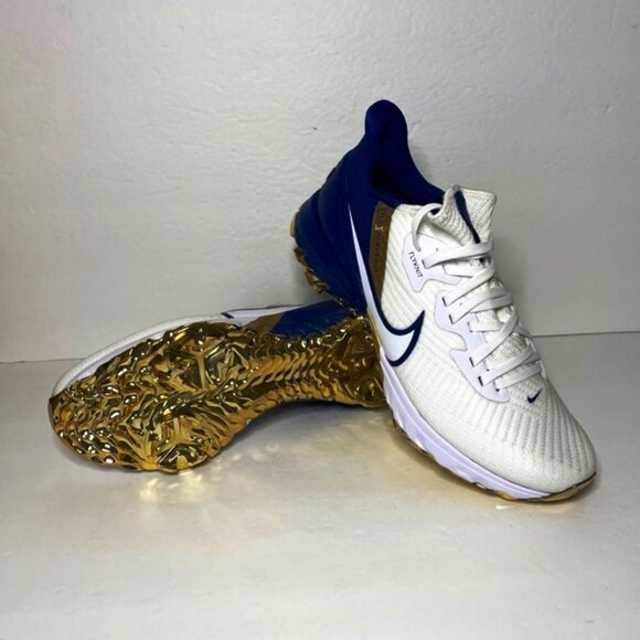 New Limited Edition Nike Infinity Tour NRG Golf Shoes White/Blue/Gold Size10 - Picture 1 of 5